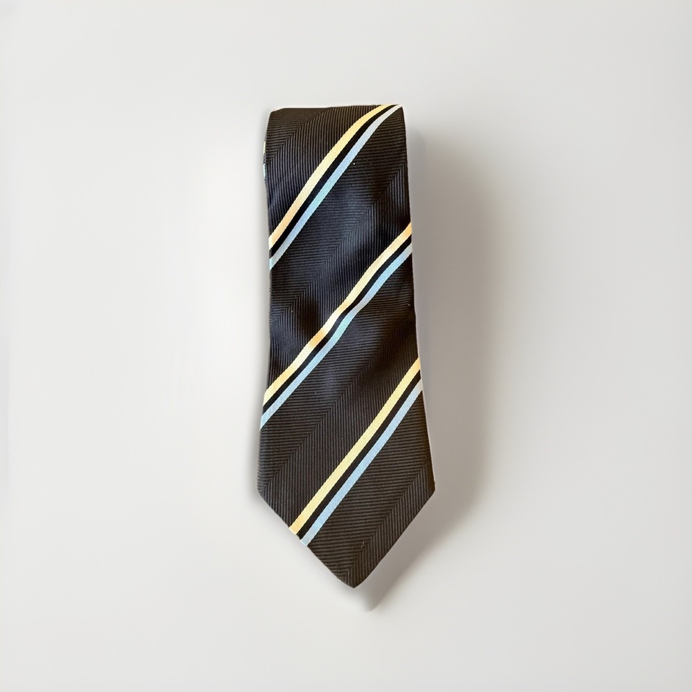 Sulka Tie Mens Blue Stripe 100% Silk Classic Pointed Woven Neckwear Necktie